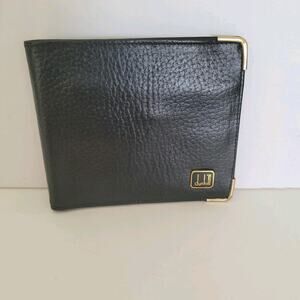 Dunhill Designer Mens Wallet Black Bifold Leather Folding Medium Logo Vintage